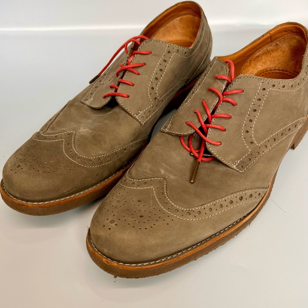 Men's Brown Wingtip Shoes with Red Laces